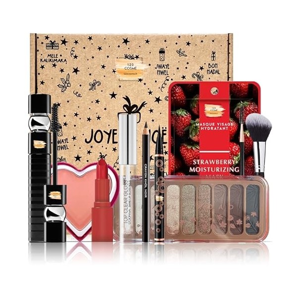 Coffret de Noel Maquillage - 10 Essentiels de maquillage Dans une boite Box Spéciale Noël