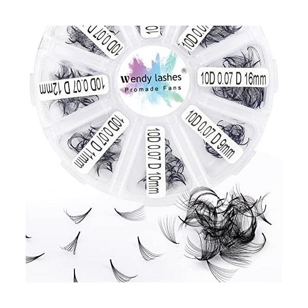 Volume Russes Cils D Curl 500 Fans 20D 0.07mm 9-16mm Mixed Préfaits Extensions de Cils Volume Russe Bouquet Prefait Cils Pré-