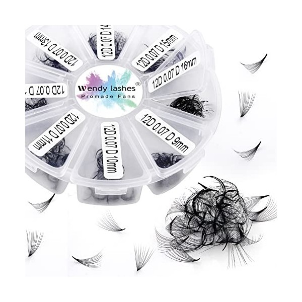 Volume Russes Cils D Curl 500 Fans 20D 0.07mm 9-16mm Mixed Préfaits Extensions de Cils Volume Russe Bouquet Prefait Cils Pré-