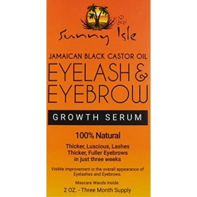Sunny Isle Sérum de croissance pour cils et sourcils à lhuile de ricin noire de Jamaïque, orange, 56,7 g
