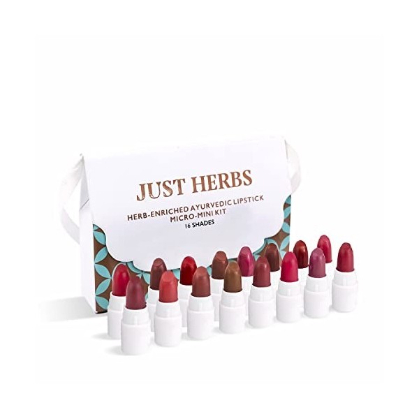 Just Herbs Kit dessai micro-mini rouge à lèvres ayurvédique 38 g paquet de 16 