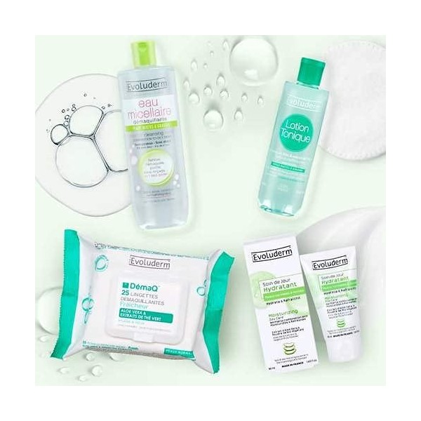 Evoluderm - Routine Instant Fraîcheur Peaux Mixtes à Grasses : 1 Lotion Tonique Purifiante 250ml + 1 Eau Micellaire Démaquill