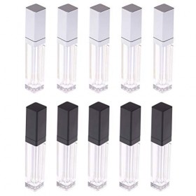 TIANTIAN Lot de 10 tubes vides rechargeables de 7 ml pour gloss à lèvres - En plastique transparent - Avec miroir et lumière 