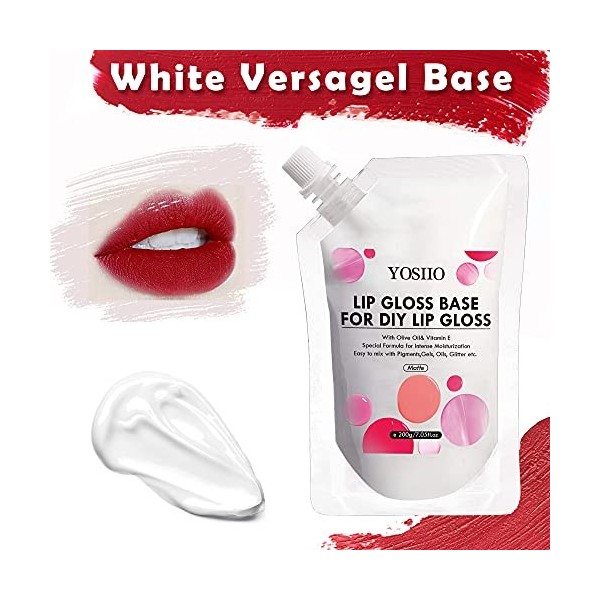 yosiio Base de gloss à lèvres mat Versagel avec une grande consistance, non collante, facile à mélanger pour une utilisation 