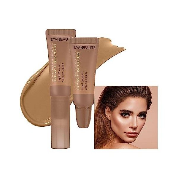 Contour Liquide - Baguette bronzante liquide à texture crémeuse avec applicateur coussin,Contour de bâton bronzant multifonct