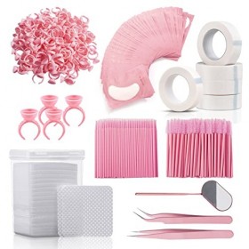 508 Pièces Kit dextension des Cils:Gel Patch/Micro Applicateurs Brosses/Ruban Adhésif de Cils/Anneaux de Colle/Miroir/Pincet