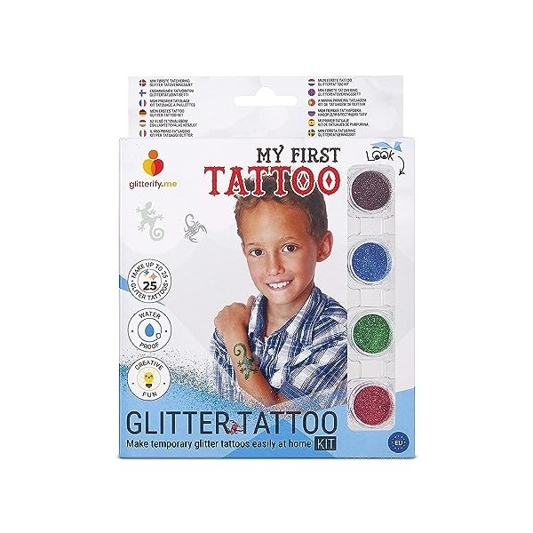 Mon premier tatouage – Kit tatouage à paillettes pour garçons, pour enfants – Fabriqué en UE, qualité cosmétique