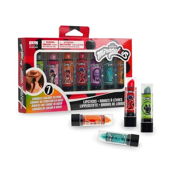 Miraculous Ladybug, Coffret Maquillage 10-en-1 pour Enfants : Vernis à Ongles, Rouge à Lèvres, Palette de Poudre Compacte, Br