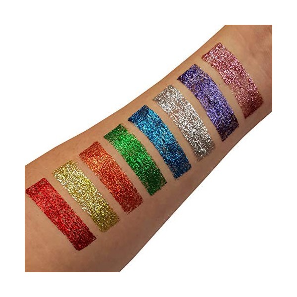 Moon Glitter - Gel brillant fin classique - 12ml - Assortiment de 8 couleurs - Pailleté pour visage.