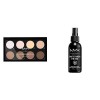 NYX Professional Makeup Highlight & Contour Pro, Kit pour Contouring, 8 Poudres Faciles à Estomper, Fini Mat et Irisé & Spray