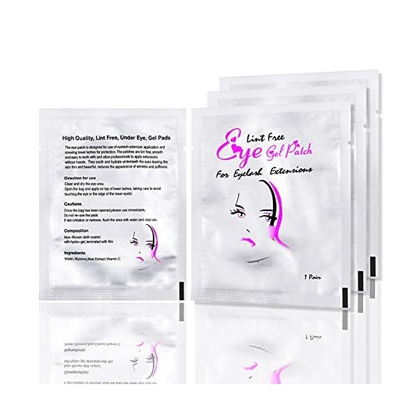 100 paires de coussinets pour cils Coussinets yeux pour extensions de cils Coussinets en gel pour les yeux non pelucheux Cous