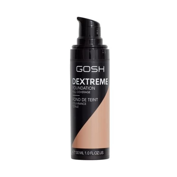 GOSH Dextreme Fond de teint Full Coverage 30 ml I Maquillage liquide hydratant pour un teint impeccable I Maquillage végétali