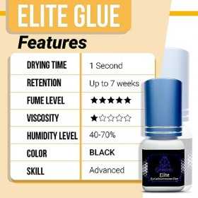 ELITE Fast Eyelash Extension Glue - Forabeli 5 ml / 1 Sec Drying time/Retention 7 weeks/Fast Drying Black Lash Adhesive for P