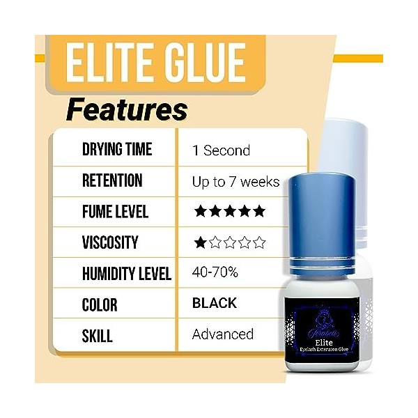 ELITE Fast Eyelash Extension Glue - Forabeli 5 ml / 1 Sec Drying time/Retention 7 weeks/Fast Drying Black Lash Adhesive for P