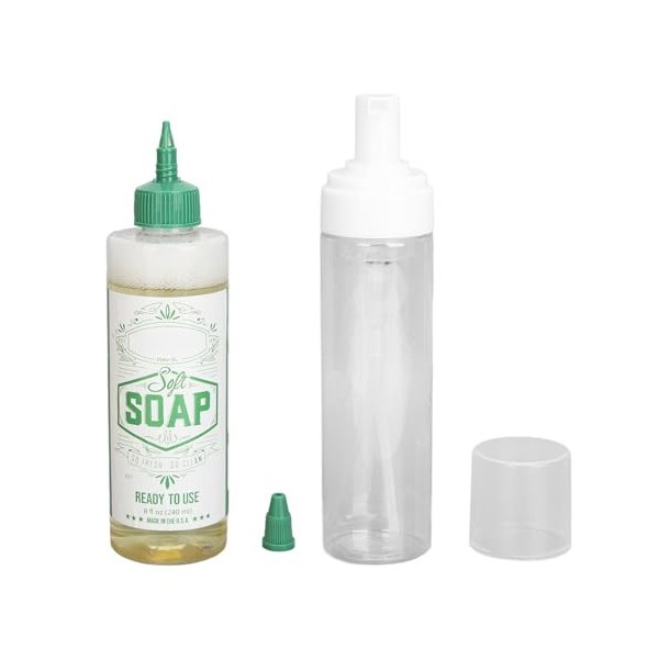 Savon de Tatouage Vert pour les Piercings Postcure 240ml Solution de Nettoyage de Tatouage avec Bouteille Moussante 200ml, Tr