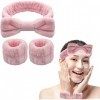 BLMHTWO Ensemble de bandeaux de lavage du visage et du poignet en microfibre douce pour lavage du visage rose 