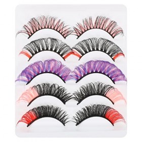 DOITOOL 3 Boîtes De Cils Colorés Faux Cils Cils Naturels Cosmétiques Cils Arc-En-Ciel Faux Cils Cils Colorés Cils DHalloween