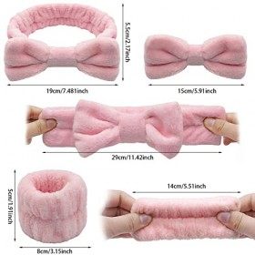 BLMHTWO Ensemble de bandeaux de lavage du visage et du poignet en microfibre douce pour lavage du visage rose 
