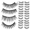 Angoily 40 Paires Cils Nature 3d Pestañas Postizas Ioni Fournitures De Maquillage Imitation Vison Multicouche Produits De Bea