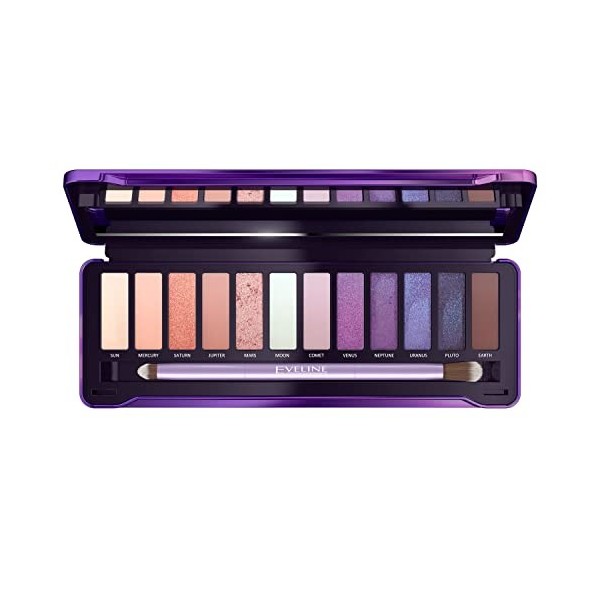 Eveline Cosmetics Mystic Galaxy Palette avec 12 ombres, couleurs hautement pigmentées