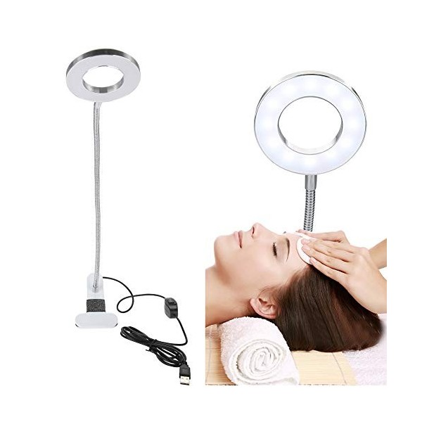 Lampe de tatouage, LED de maquillage USB, Lampe de bureau à DEL avec pince, lampe de table de beauté avec pince, pour sourcil