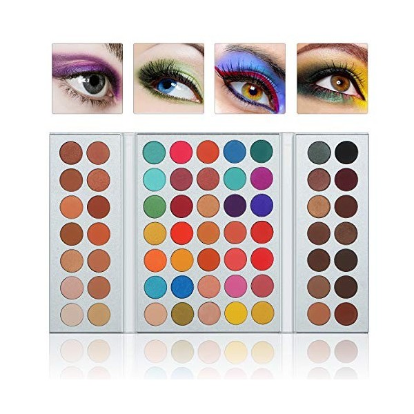 Pannow Palette dombres à paupières 63 couleurs matte + chatoyante maquillage ombres à paupières imperméables et très pigme