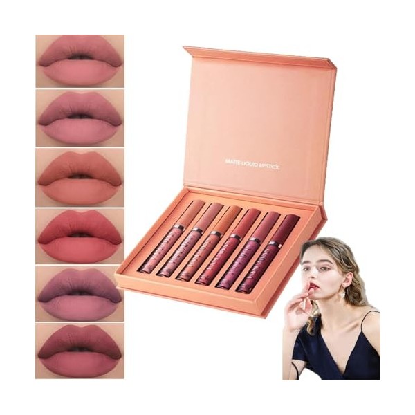 Havenlyn the Everlasting Liquid Lipstick Matte Set of 6, Matte Liquid Moisturizing Lip Gloss Kit,Wear-Resistant Non-stick Cup