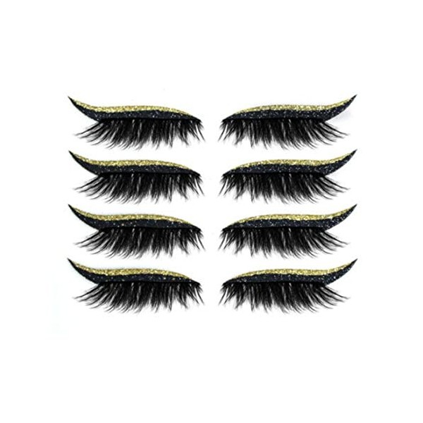 4 paires dautocollants réutilisables pour eyeliner et cils, autocollant eyeliner autocollant cils, autocollant cils imperméa