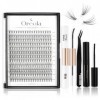 Oreola Kit de cils individuels Extensions de cils bricolage, 228 cils individuels 20D avec liaison et joint naturel Faux cils