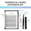 Oreola Kit de cils individuels Extensions de cils bricolage, 228 cils individuels 20D avec liaison et joint naturel Faux cils