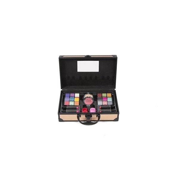 MYA Travel - MYA Travel Fashion Gold Mallette de maquillage professionnelle Set 24 ombres yeux + 4 lèvres + fard à joues