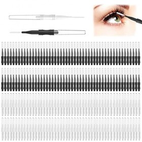 200 Pcs Brosse à sourcils avec capuchon, brosse à sourcils multifonctionnelle brosse à lamination des sourcils 2 tailles pour