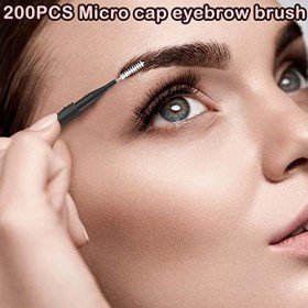 200 Pcs Brosse à sourcils avec capuchon, brosse à sourcils multifonctionnelle brosse à lamination des sourcils 2 tailles pour