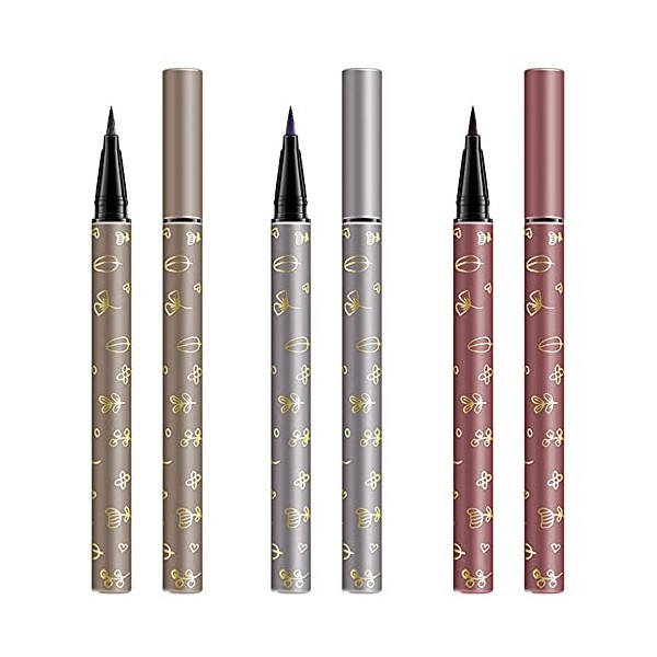 Vtrem 2Pcs Eyeliner Liquide Waterproof Imperméable Crayon Feutre Pointe Outil De Cosmétique Maquillage Professionnel [Brun cl