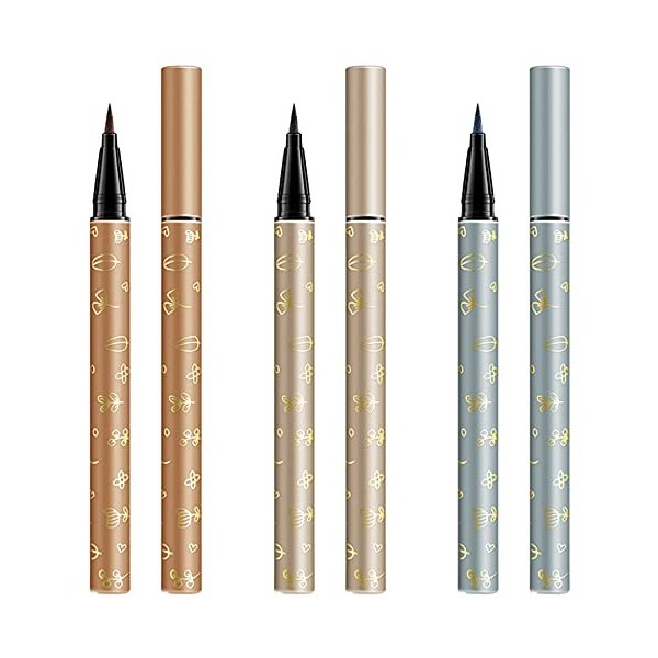 Vtrem 2Pcs Eyeliner Liquide Waterproof Imperméable Crayon Feutre Pointe Outil De Cosmétique Maquillage Professionnel [Brun cl