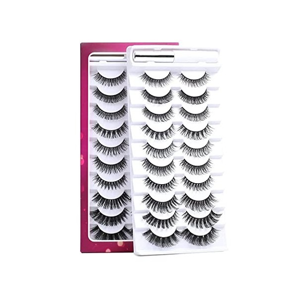 Faux Cils 3D Faux Cils Naturel Avec Colle 10 Styles Russe D Curl Faux Cils Super Confortable RéUtilisable Transparent Impermé