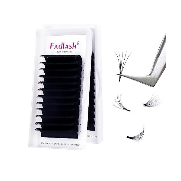 Extension Cils Easy Fan Lashes 0.07-D Curl 18mm Extension de Cils Soie Volume Russe Professionnel Easy Fanning Lash Cils Bouq