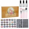 Kit de Tatouage à Paillettes pour Enfants Adultes, Ensemble de Tatouages ​​temporaires étanches avec 24 Couleurs de Poudre de