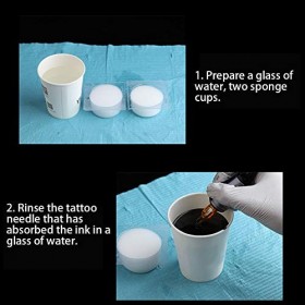 18 pièces éponge de tasse de nettoyage daiguille de tatouage à lintérieur de la tête daiguille de mousse dimmersion acces