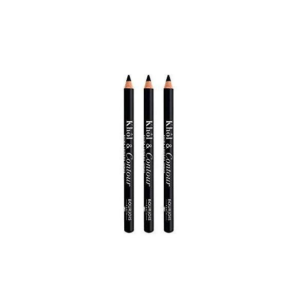 3 x Bourjois Paris Khol and Contour Eyeliner Extra-Long Wear - 001 Noir-issime