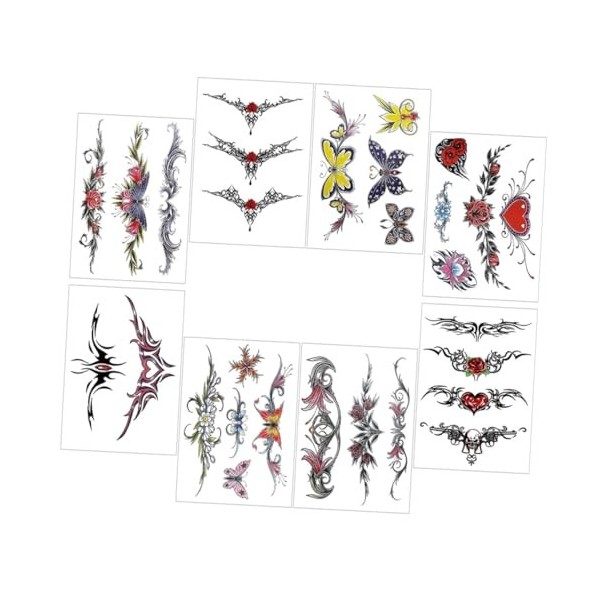 FRCOLOR Lot de 16 feuilles dautocollants pour couvrir les cicatrices - Tatouages temporaires - Tatouages effrayants - Semi-p