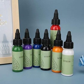 Ensemble dencre de tatouage professionnel, 7pcs/set Pigment de tatouage à coloration rapide longue durée 207,2 ml 