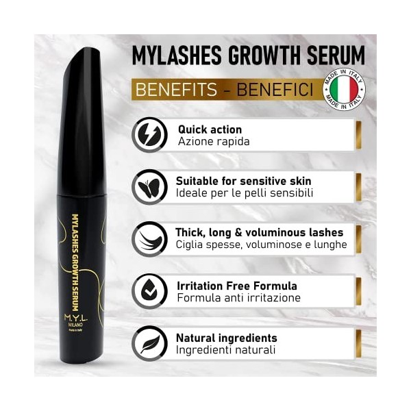 M.Y.L. Serum Acide Hyaluronique et Aux Cellules Souches Naturelles - Sérum pour Cils Efficace avec Volumisation et Épaississe