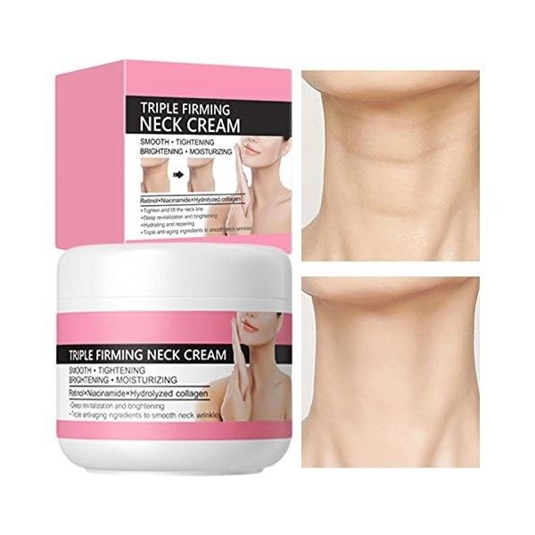 Crème Triple Raffermissante pour le Cou | Hydratant pour le cou pour femmes - Crème raffermissante pour le cou 30 g, crème éc