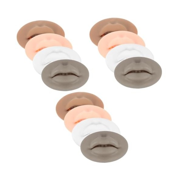 Housoutil 12 Pcs 3D Module Masque À Lèvres Silicone Réaliste Lèvre Faux Maquillage Lèvres Visage Peau Pour Les Lèvres Micro B
