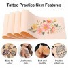 WOOLUCK 10 Pièces Peau Synthétique Tatouage, 30 Papier de Transfert de Tatouage, Peau de Tatouage Double Face pour Tester le 