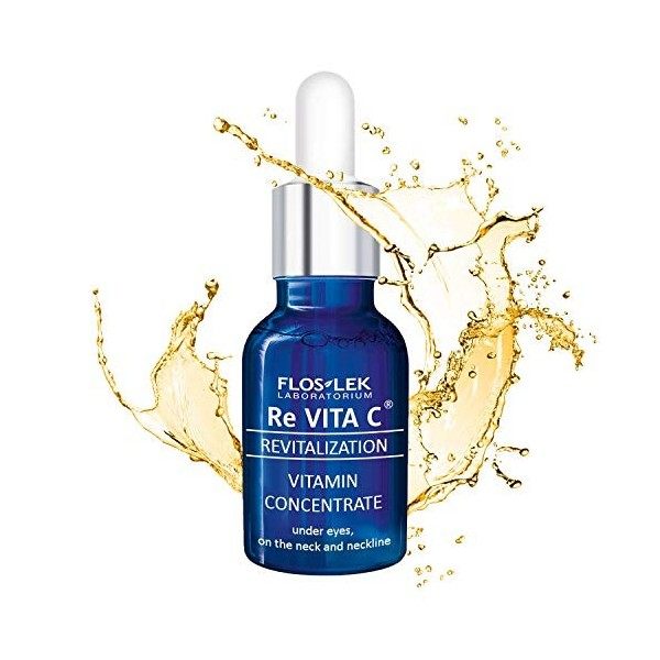 Floslek Revita C Concentré vitamine pour les yeux, le cou et le décolleté | 15 ml | Éclaire la peau, hydrate, lisse | Pour le