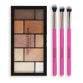 Ensemble Cadeau "Shimmer Glam Eye" de Revolution, 3 Pinceaux de Maquillage de Taille Réelle & Palette pour les Yeux Incluse