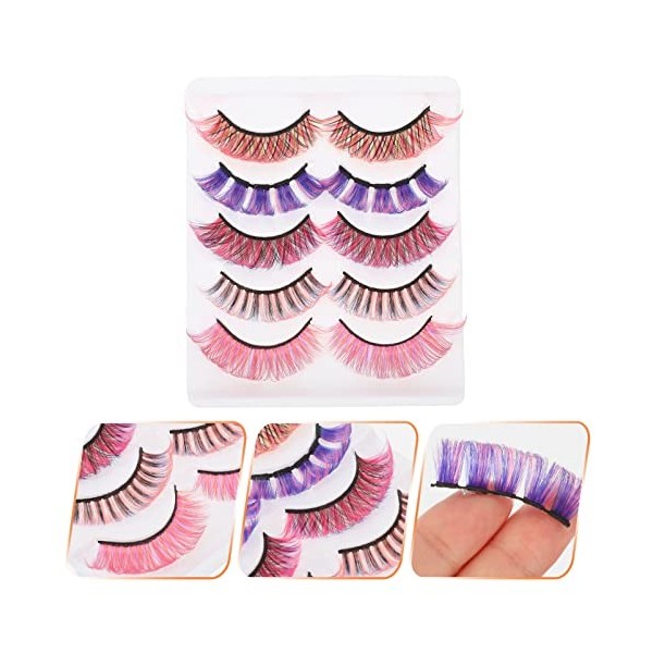 Housoutil 4 Boîtes Cils Colorés Cils Pleins Faux Pestanas Postizas Naturales Cils De Maquillage Cosplay Cils Denses Réutilisa