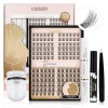 Lashview kit dextension de cils DIY, 144 bâtons de mascara avec colle à cils et scellage, Mascara pour extension de cils DIY